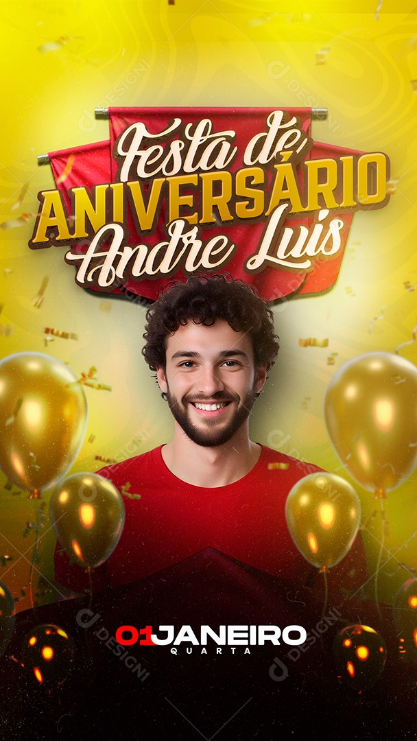 Story Festa de Aniversario André Luiz Social Media PSD Editável