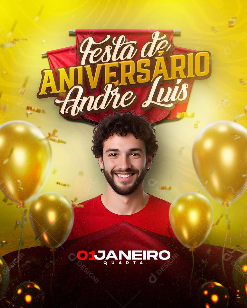 Festa de Aniversario André Luiz Social Media PSD Editável