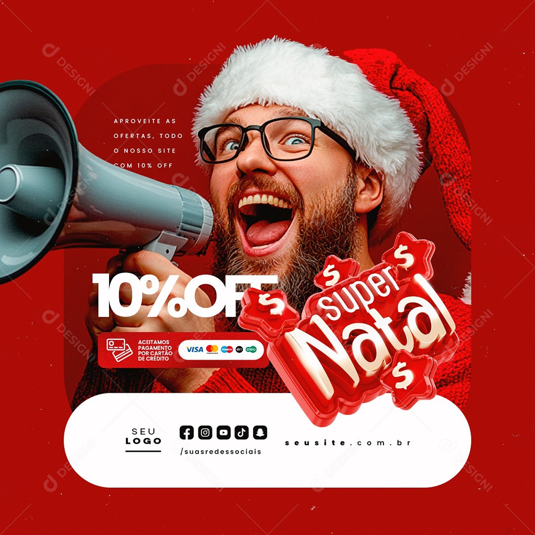 Lojas Ofertas Natalinas Aproveite as Ofertas Social Media PSD Editável