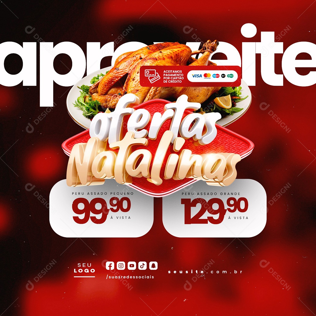 Churrascaria Ofertas Natalinas Peru Assado Social Media PSD Editável