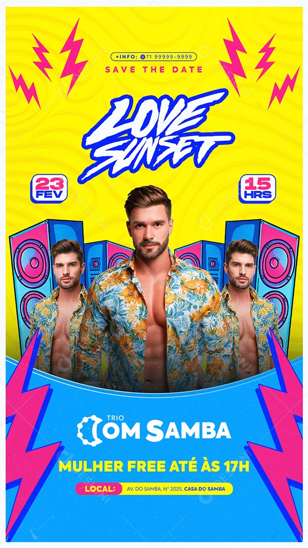 Flyer Love Sunset Story Social Media PSD Editável