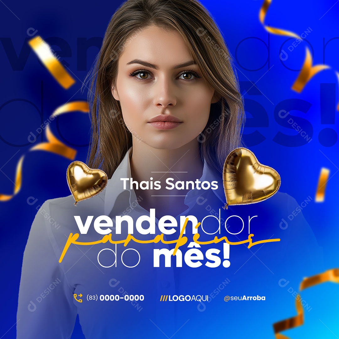 Vendedor do Mês Thais Santos Parabéns Social Media PSD Editável