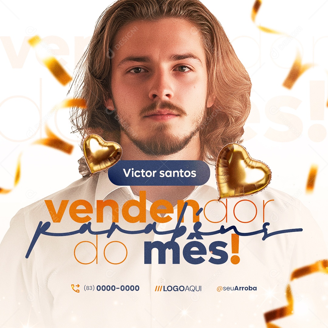 Social Media Vendedor do Mês Parabéns Victor Santos PSD Editável