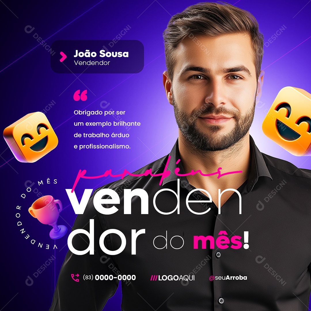 Parabéns Vendedor do Mês João Sousa Social Media PSD Editável