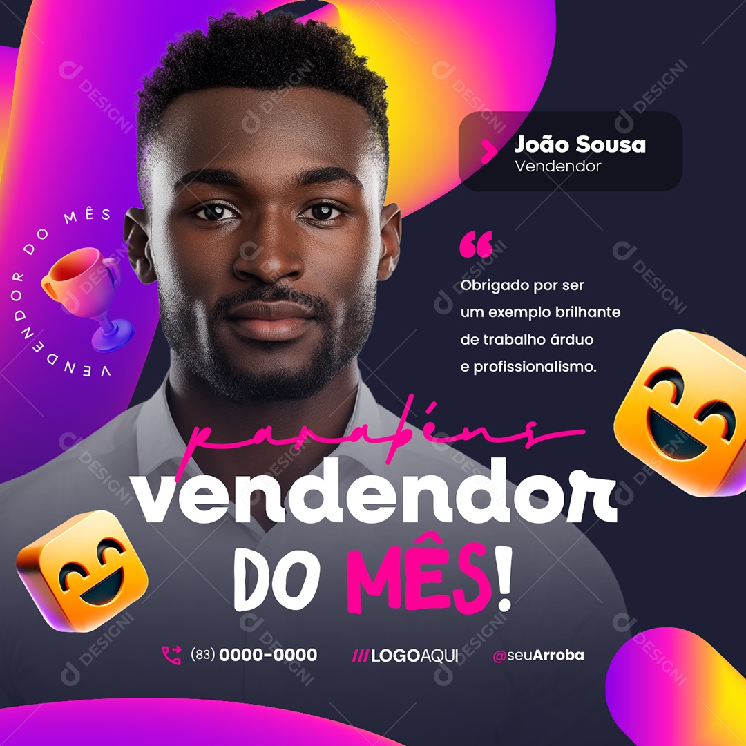 Vendedor do Mês João  Sousa Parabéns Social Media PSD Editável