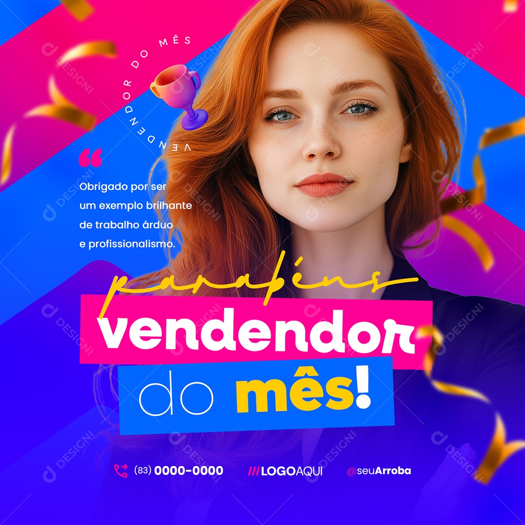 Parabéns Vendedor do Mês Social Media PSD Editável