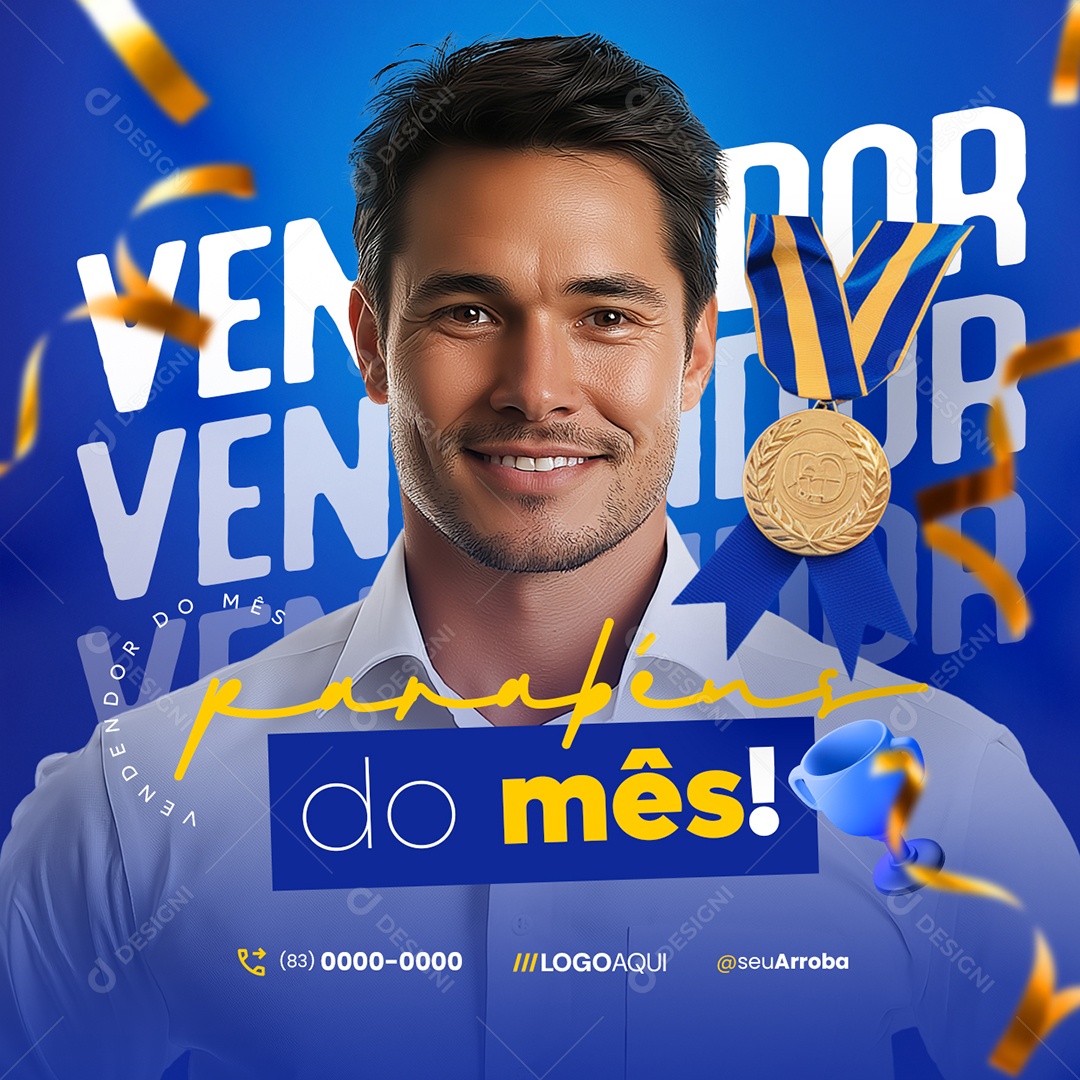 Salesman of the Month Social Media PSD Congratulations Editable