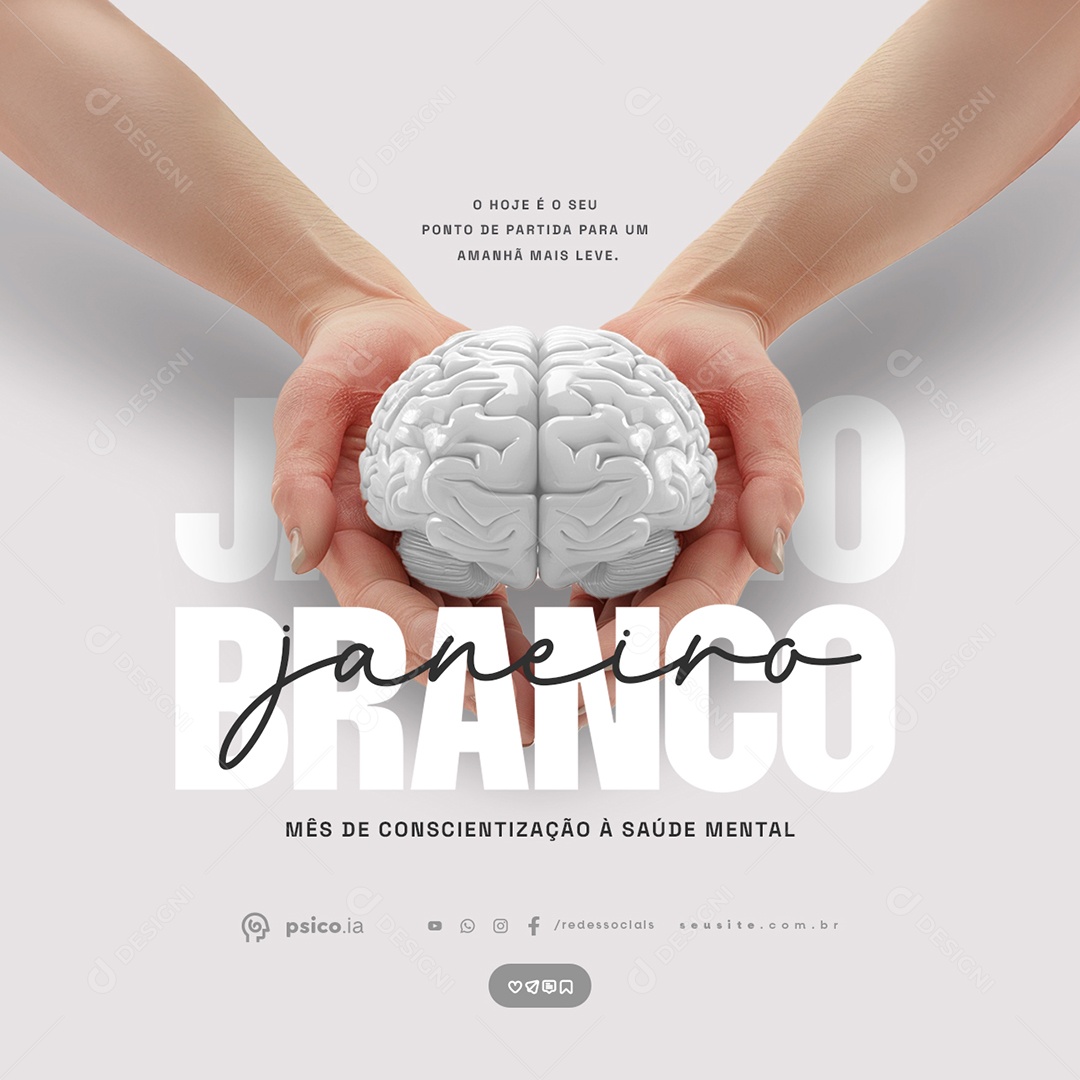 Janeiro Branco Mês de Conscientização à Saúde Mental Social Media PSD Editável