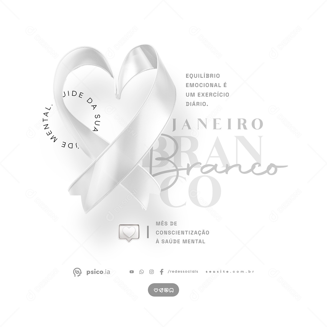 Janeiro Branco Equilíbrio Emocional é Um Exercício Diário Social Media PSD Editável