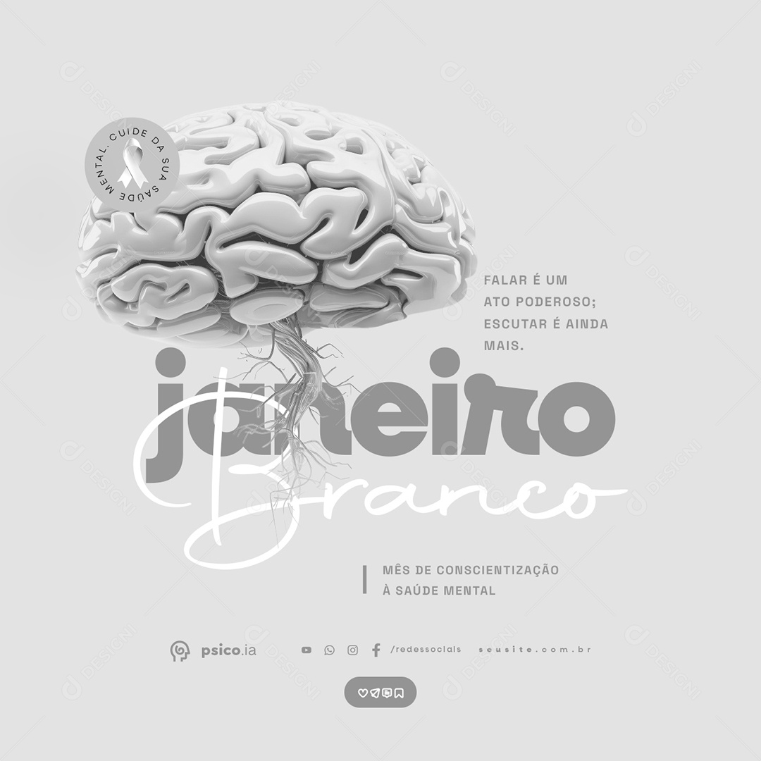 Janeiro Branco Falar é Um Ato Poderoso Social Media PSD Editável