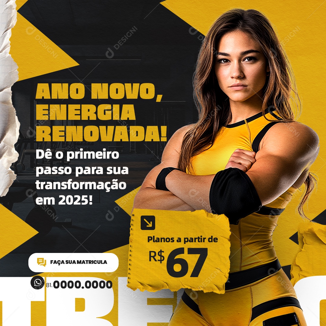 Academia Ano Novo Energia Renovada Social Media PSD Editável