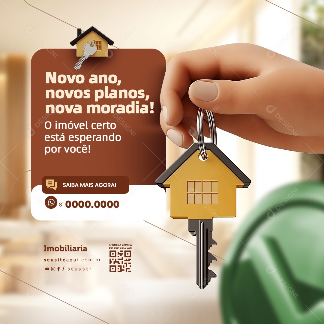 Imobiliária Novo Ano Novos Planos Nova Moradia Social Media PSD Editável