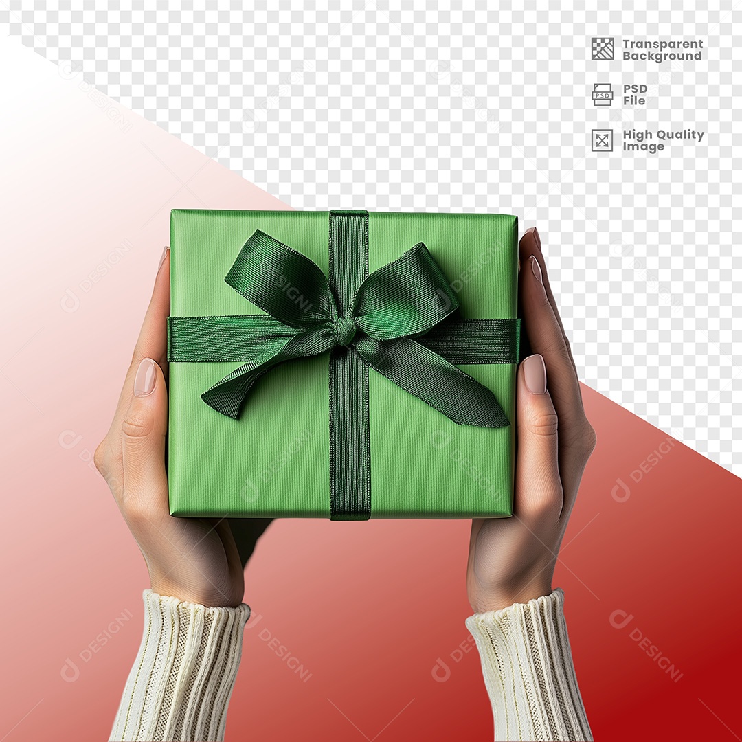 Elemento 3D Mão Segurando Caixa de Presente Natal para Composição PSD