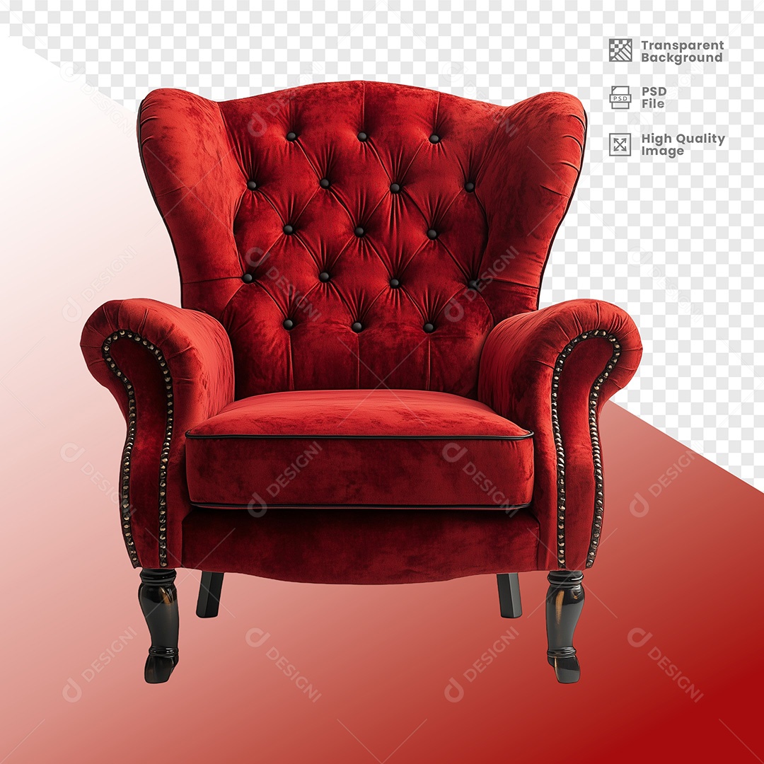 Elemento 3D Poltona do Papai Noel para Composição PSD