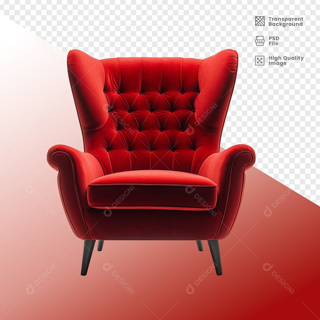 Elemento 3D Poltona do Papai Noel para Composição PSD