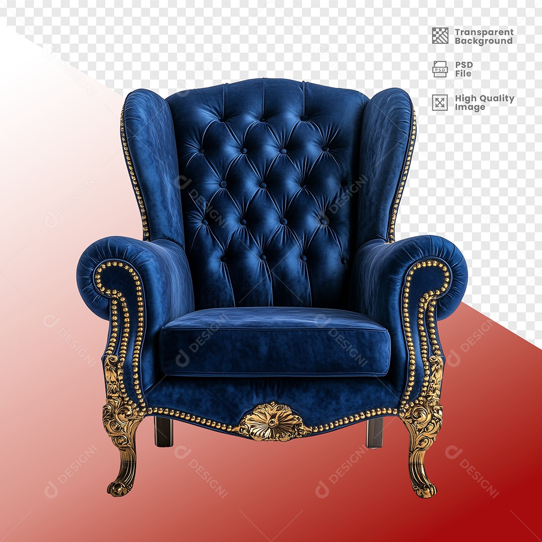 Elemento 3D Poltona do Papai Noel para Composição PSD