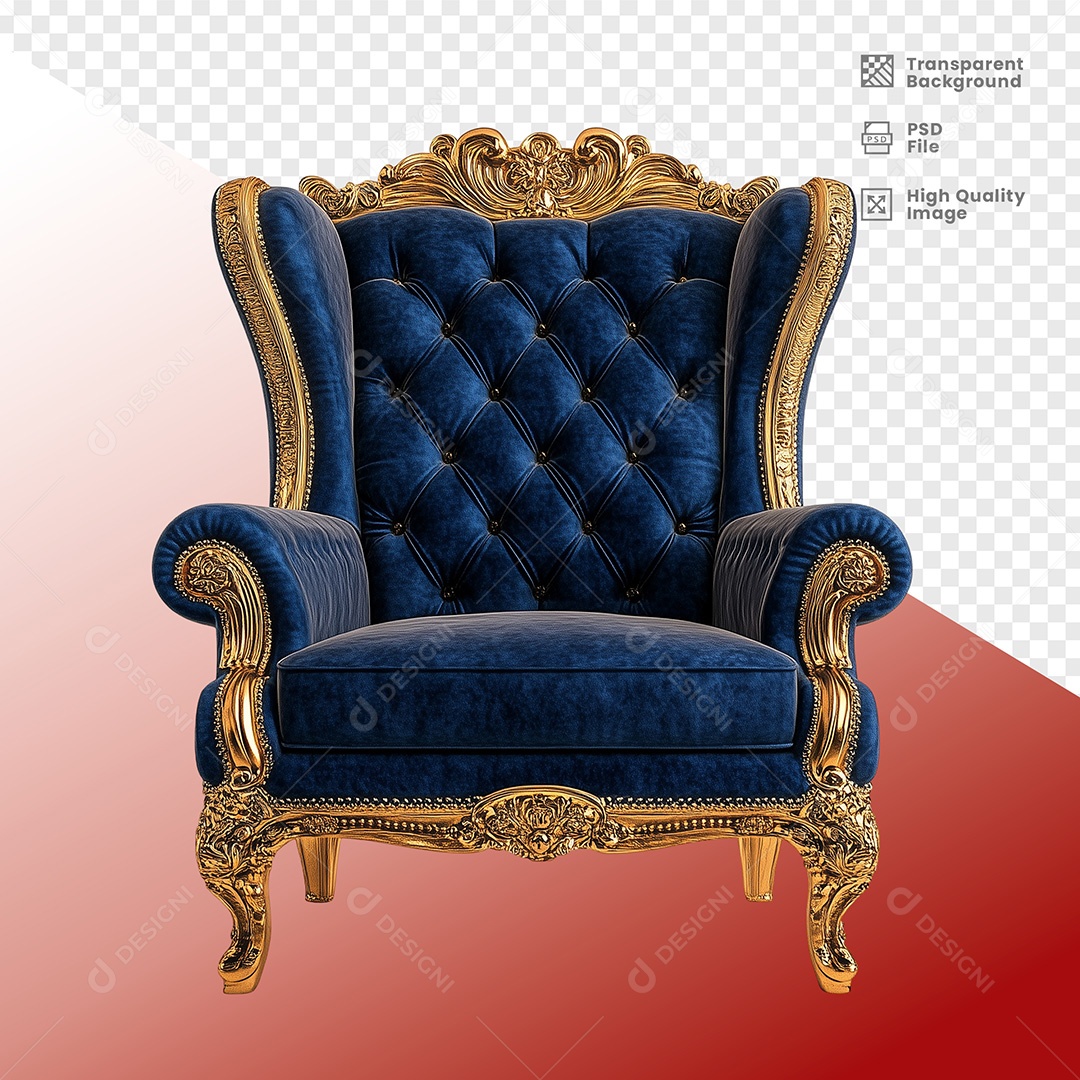 Elemento 3D Poltona do Papai Noel para Composição PSD