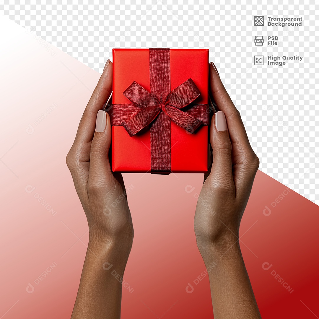 Elemento 3D Mão Segurando Caixa de Presente Natal para Composição PSD