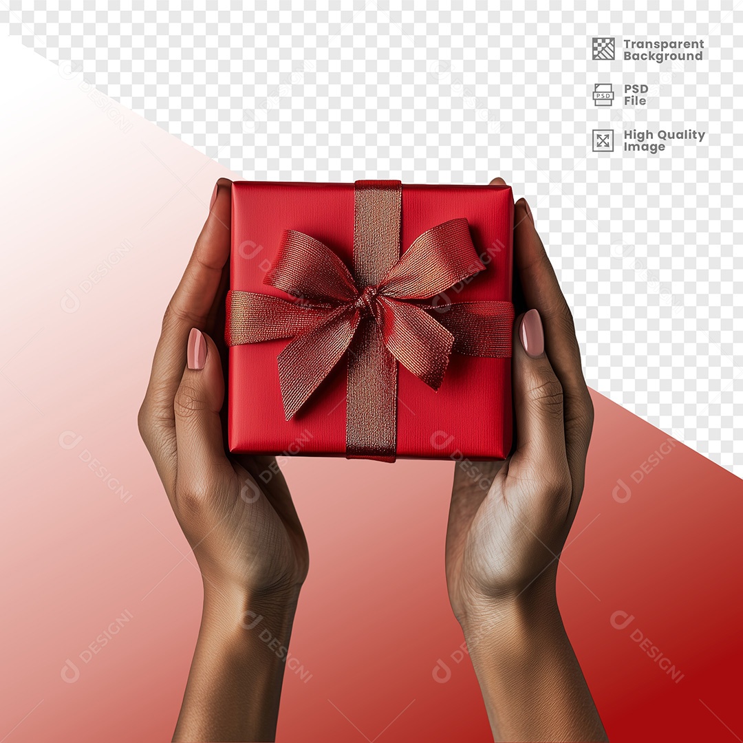 Elemento 3D Mão Segurando Caixa de Presente Natal para Composição PSD