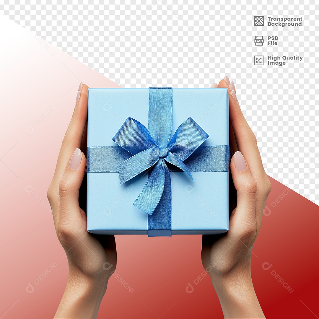Elemento 3D Mão Segurando Caixa de Presente Natal para Composição PSD