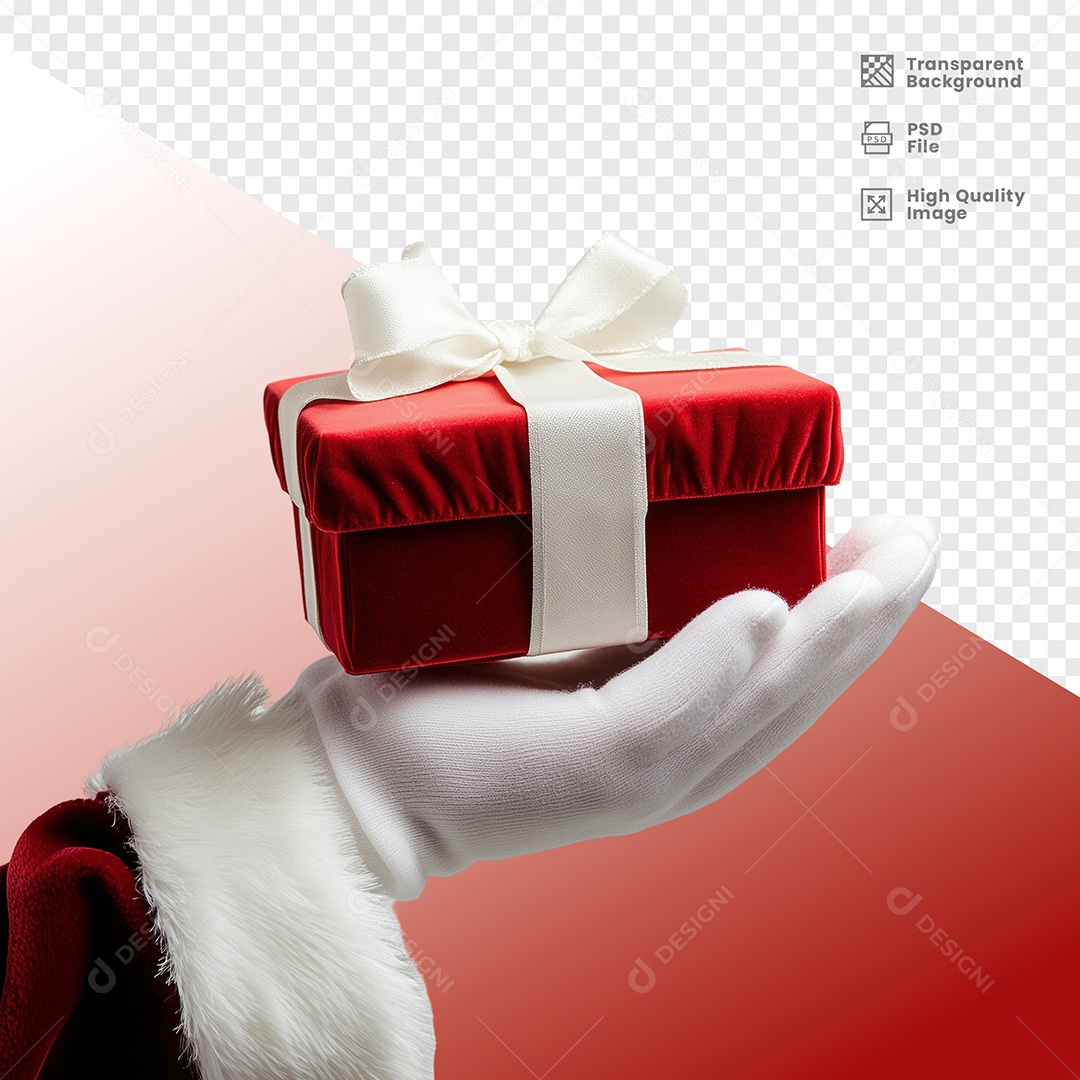 Elemento 3D Mão Segurando Caixa de Presente Natal para Composição PSD
