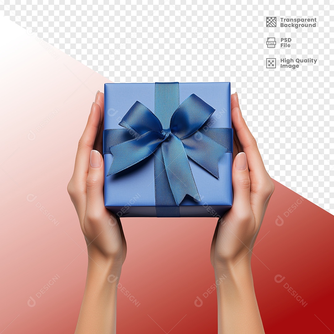 Elemento 3D Mão Segurando Caixa de Presente Natal para Composição PSD