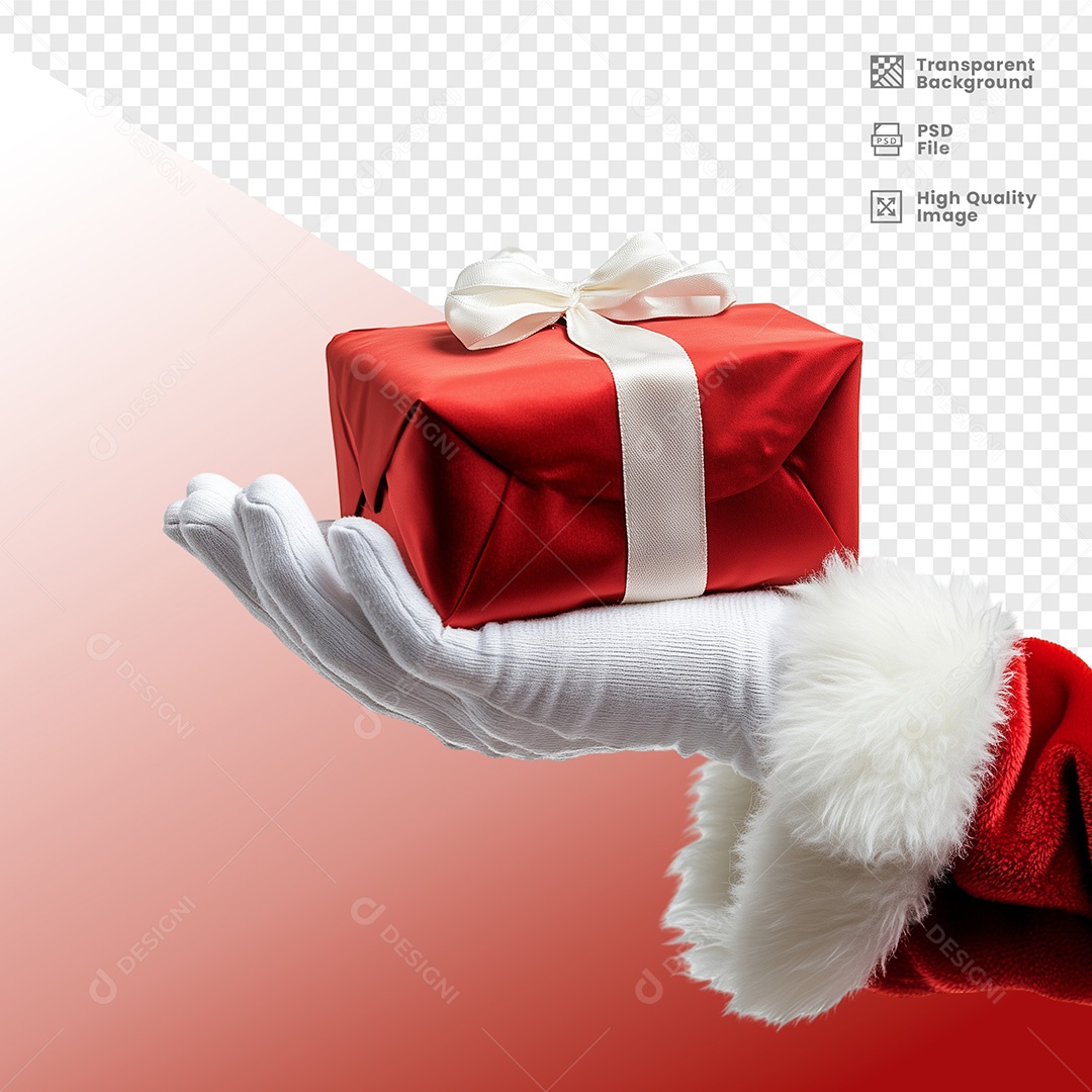 Elemento 3D Mão Segurando Caixa de Presente Natal para Composição PSD