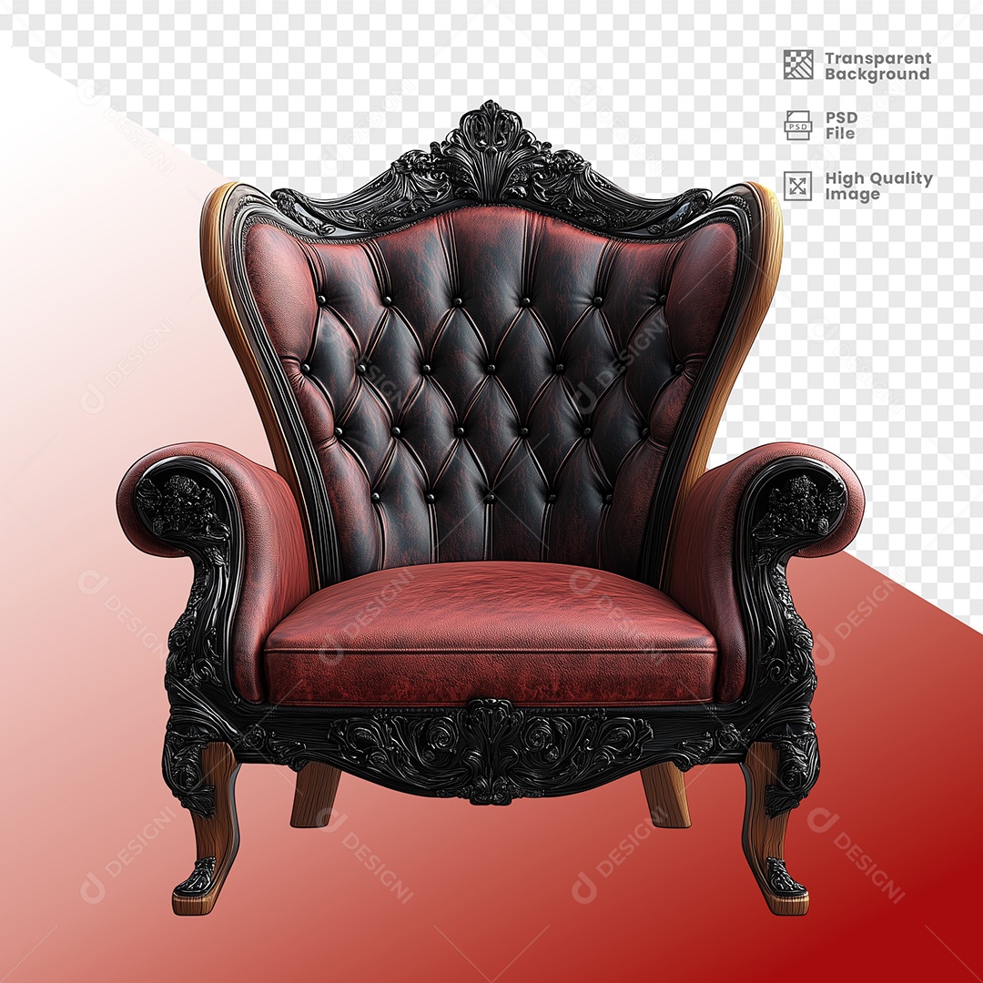 Elemento 3D Poltona do Papai Noel para Composição PSD