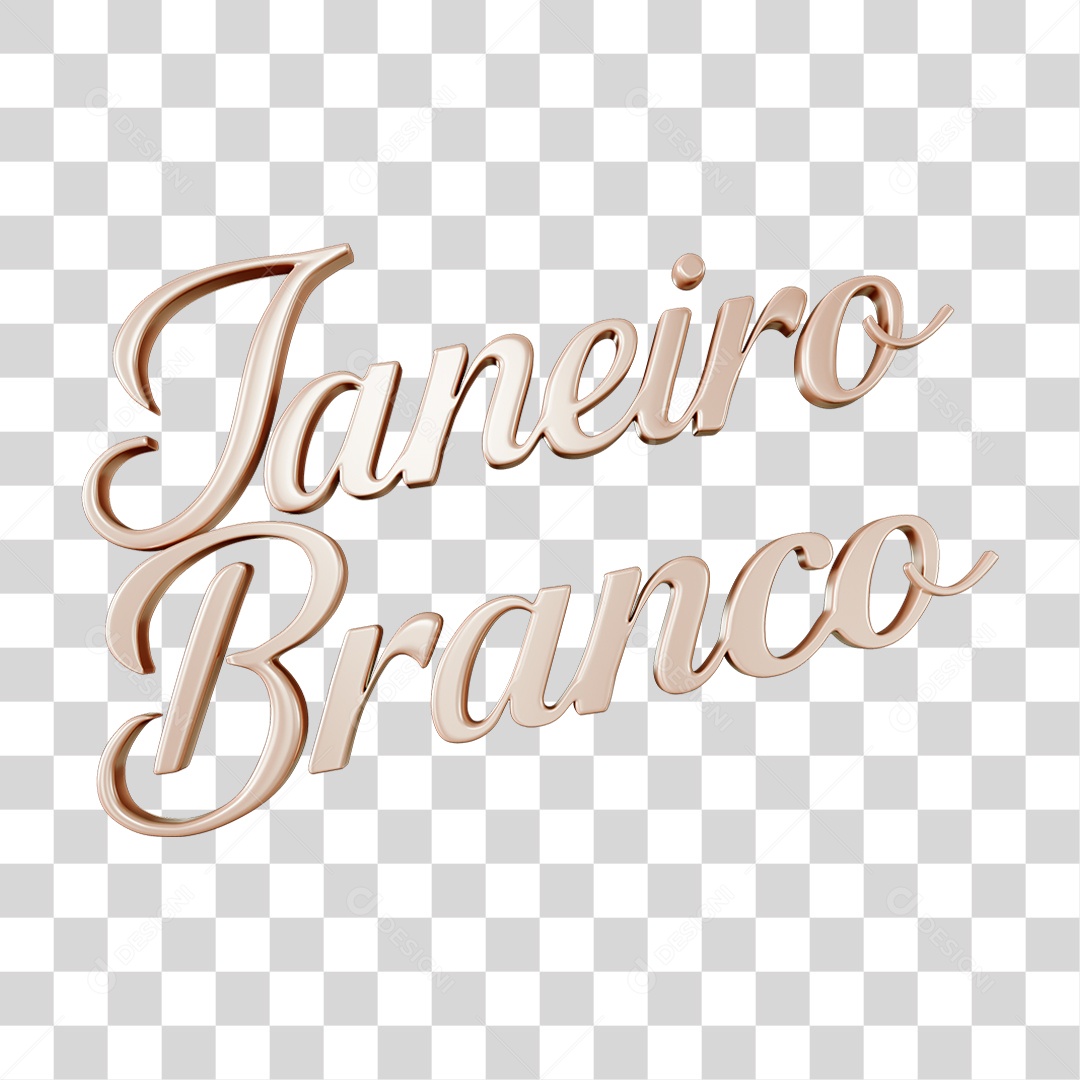 Texto 3D Janeiro Branco PNG Transparente