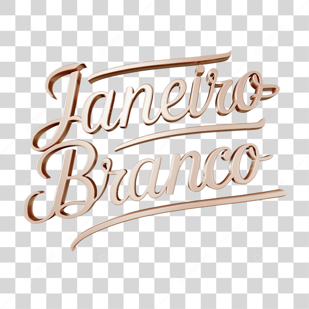 Texto 3D Janeiro Branco PNG Transparente