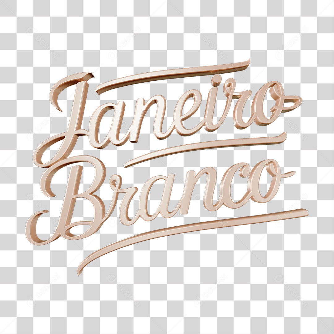 Texto 3D Janeiro Branco PNG Transparente