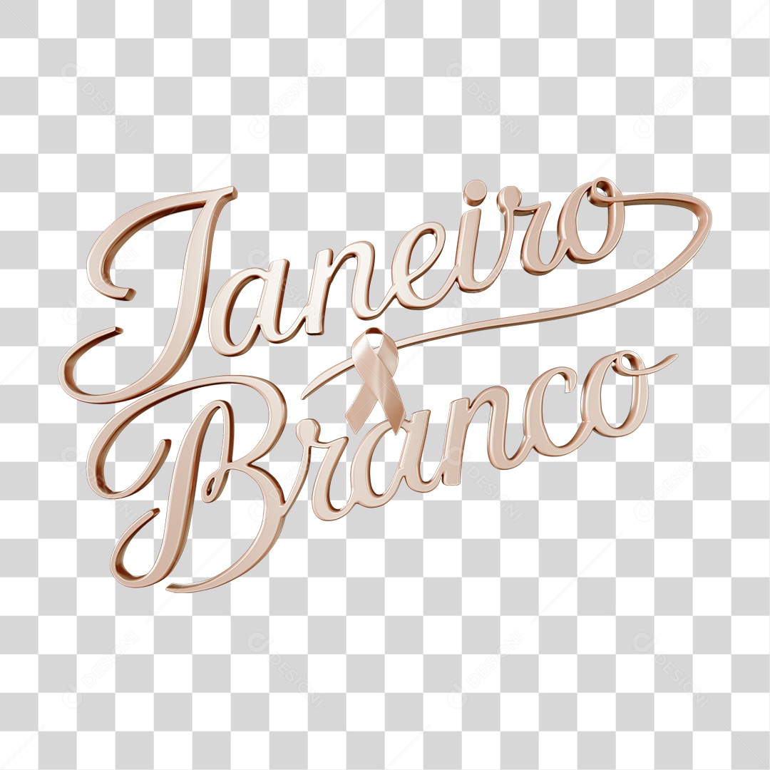 Texto 3D Janeiro Branco PNG Transparente