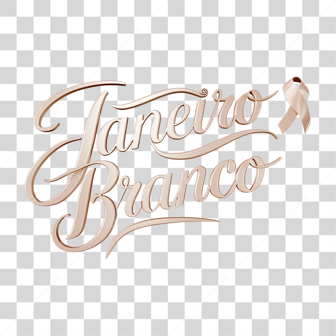 Texto 3D Janeiro Branco PNG Transparente