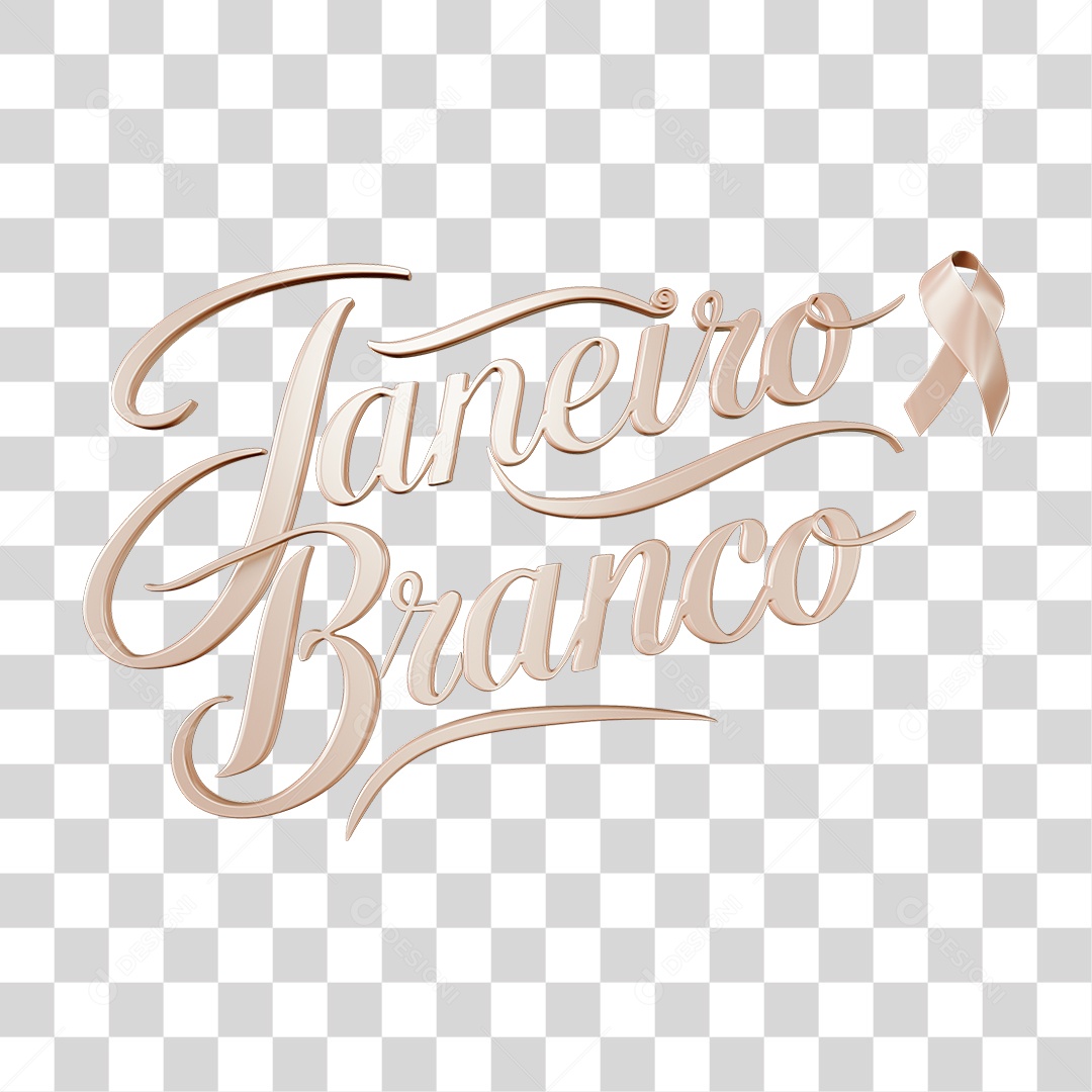 Texto 3D Janeiro Branco PNG Transparente