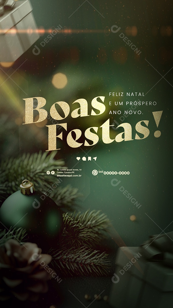Story Boas Festas Feliz Natal e Feliz Ano Novo Social Media PSD Editável