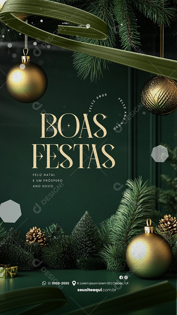 Story Boas Festas Feliz Natal e Feliz Ano Novo Social Media PSD Editável