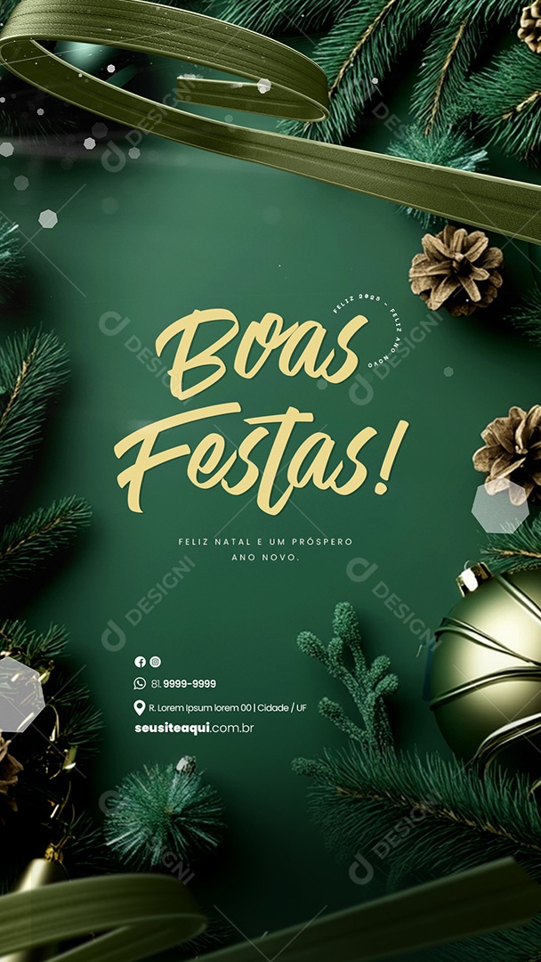 Story Boas Festas Feliz Natal e Feliz Ano Novo Social Media PSD Editável