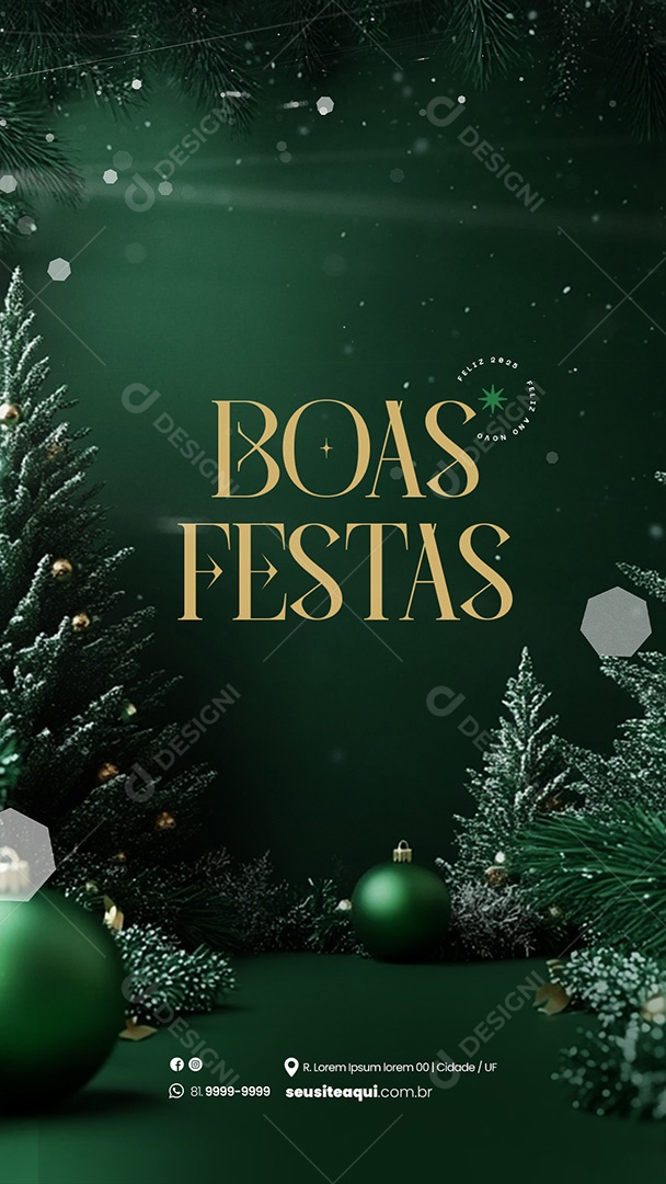 Story Boas Festas Feliz Natal e Feliz Ano Novo Social Media PSD Editável
