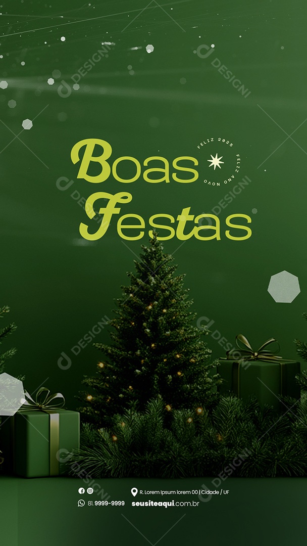 Story Boas Festas Feliz Natal e Feliz Ano Novo Social Media PSD Editável