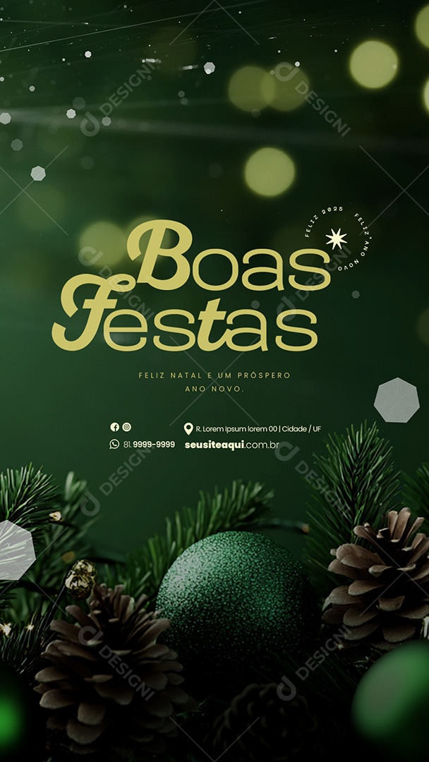 Story Boas Festas Feliz Natal e Feliz Ano Novo Social Media PSD Editável