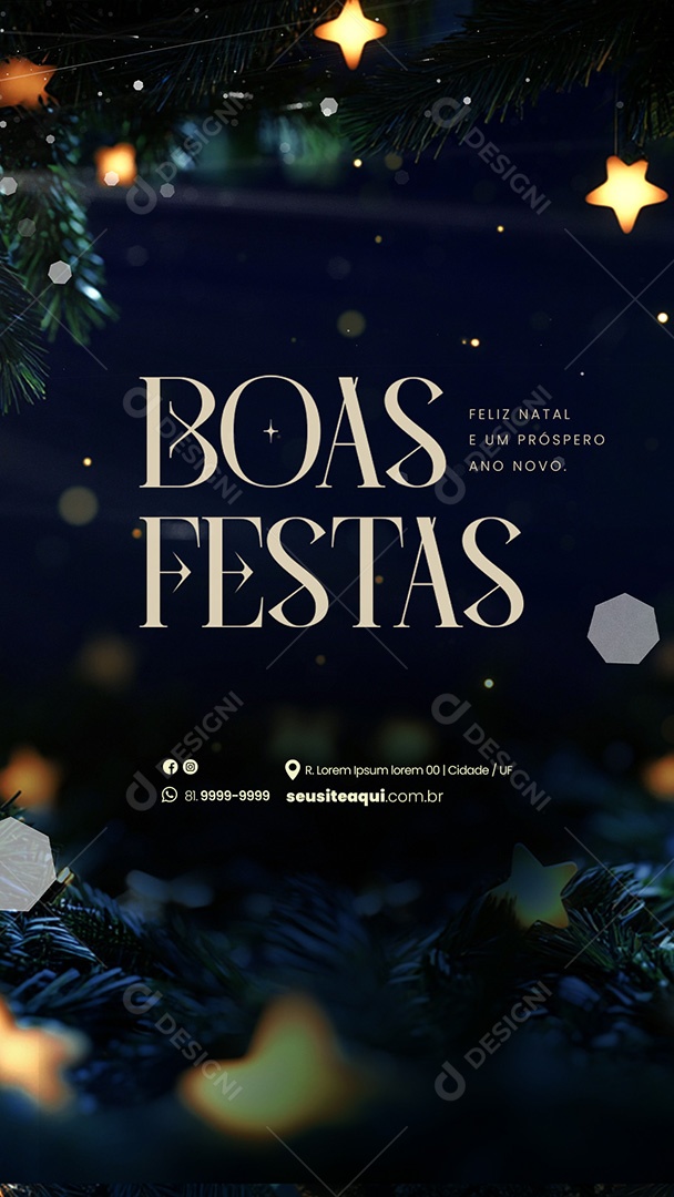 Story Boas Festas Feliz Natal e Feliz Ano Novo Social Media PSD Editável