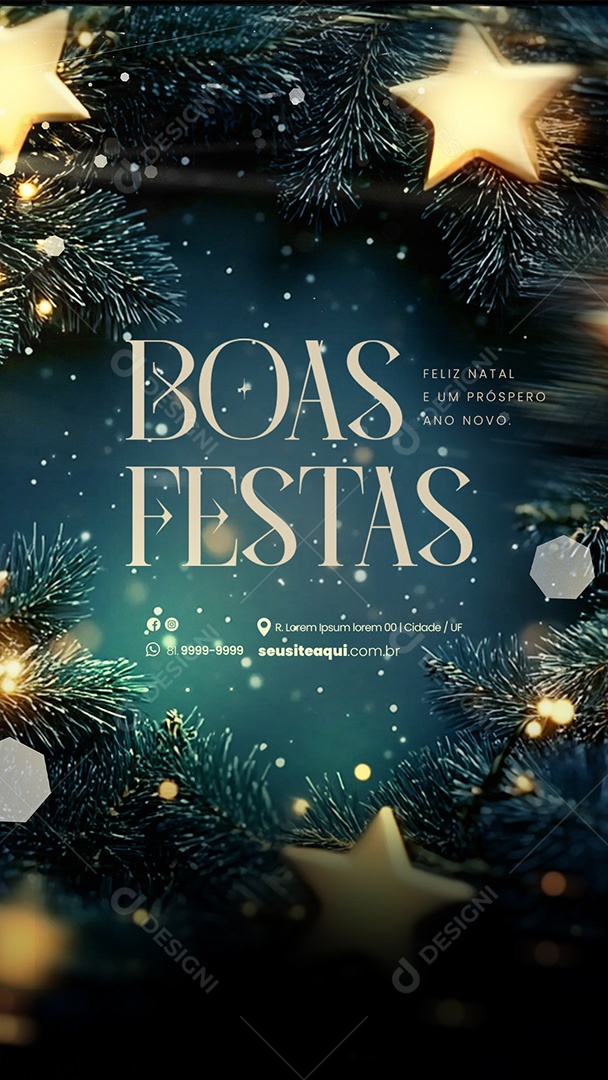 Story Boas Festas Feliz Natal e Feliz Ano Novo Social Media PSD Editável