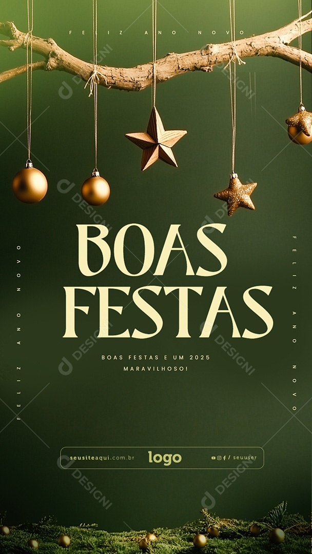 Story Boas Festas Feliz Natal e Feliz Ano Novo Social Media PSD Editável