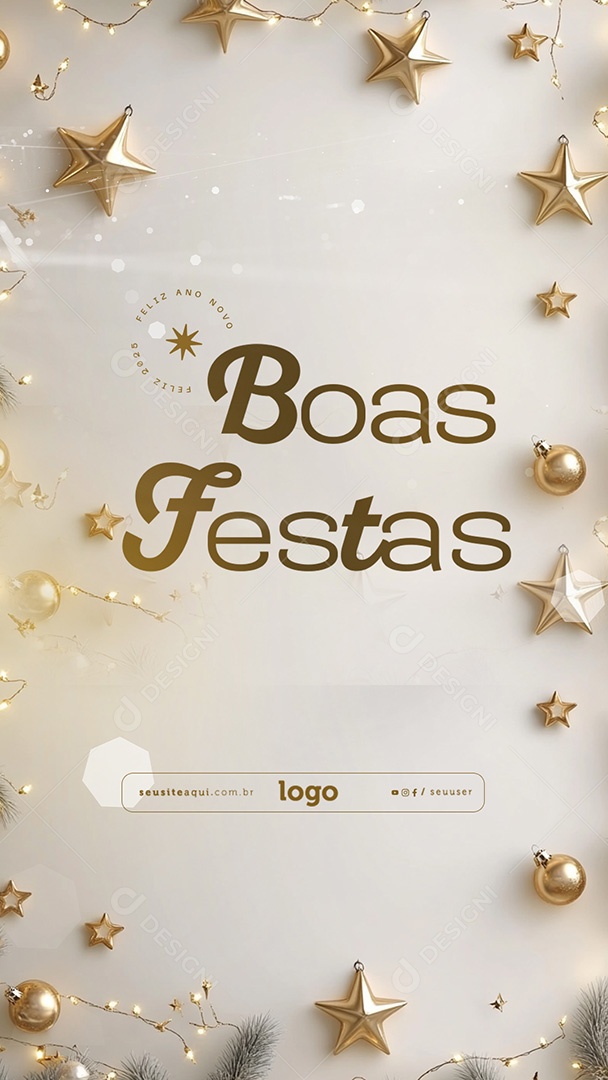 Story Boas Festas Feliz Natal e Feliz Ano Novo Social Media PSD Editável