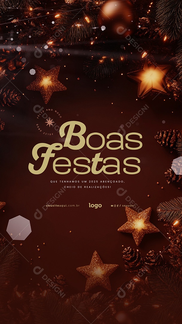 Story Boas Festas Feliz Natal e Feliz Ano Novo Social Media PSD Editável