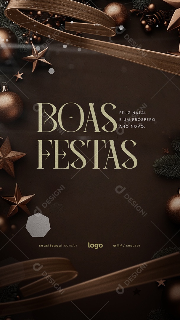 Story Boas Festas Feliz Natal e Feliz Ano Novo Social Media PSD Editável
