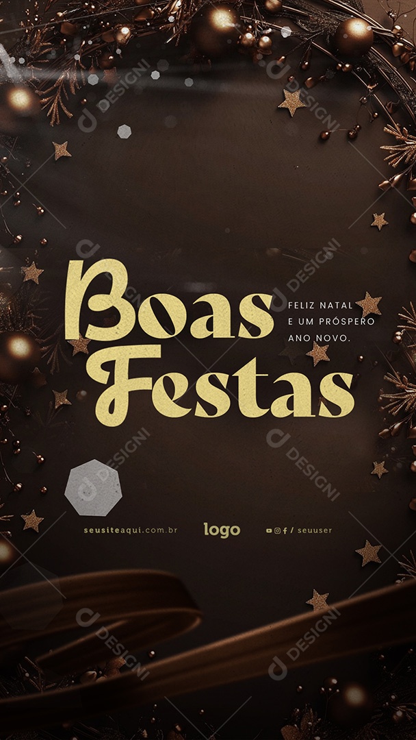 Story Boas Festas Feliz Natal e Feliz Ano Novo Social Media PSD Editável