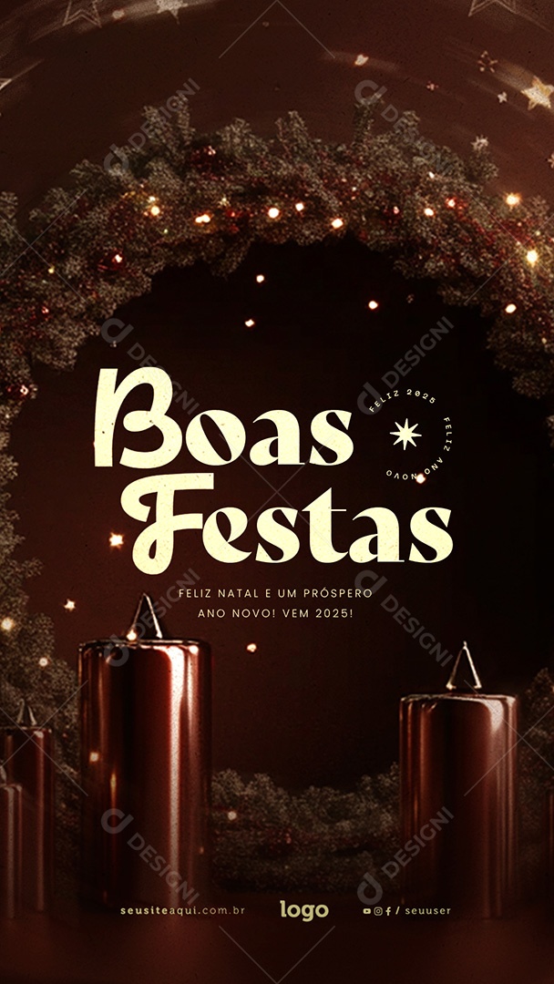 Story Boas Festas Feliz Natal e Feliz Ano Novo Social Media PSD Editável