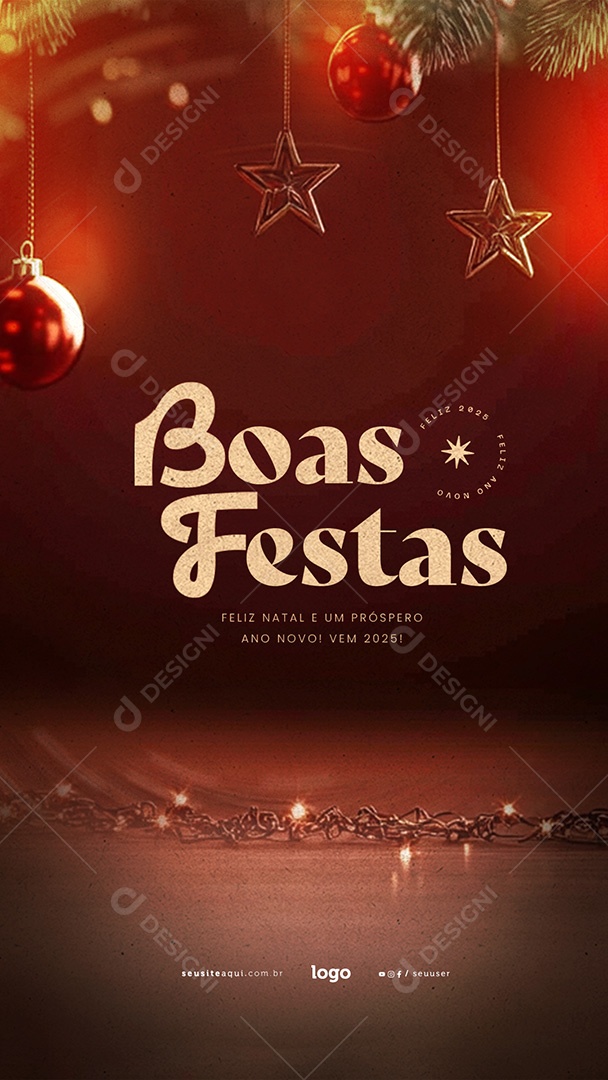 Story Boas Festas Feliz Natal e Feliz Ano Novo Social Media PSD Editável