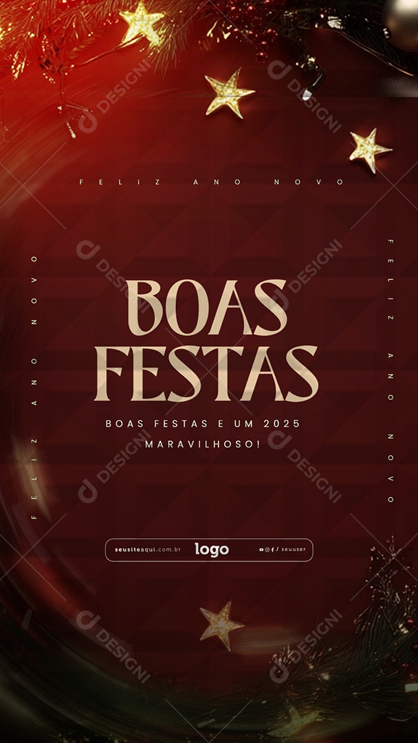 Story Boas Festas Feliz Natal e Feliz Ano Novo Social Media PSD Editável